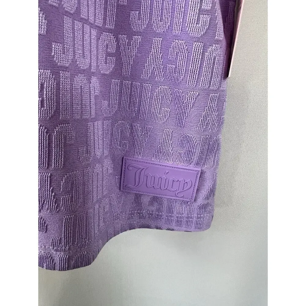 Juicy Couture NWT Women’s Sleep Purple Block Embossed Shirt & Pants Pajamas XL